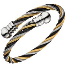 SIGO Armspange / offener Armreif aus Edelstahl 3-farbig tricolor