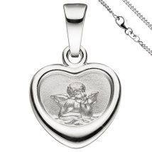 SIGO Anhänger Kleines Herz Herzchen Schutzengel 925 Sterling Silber mit Kette 42 cm