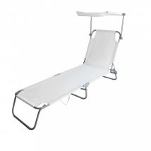 Brandina Pieghevole con tettuccio in Acciaio Textilene cm 185x58x18 - RONDA Colore: Bianco