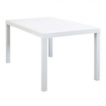 Tavolo da Giardino Rettangolare in Wicker cm 150x90 - WADE Colore: Bianco