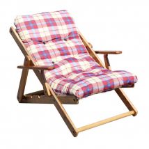 Poltrona Sdraio 3 posizioni con cuscino in Cotone,Legno cm 84x60x100 - OZZY Colore: Rosso