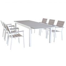MONTY - set tavolo da giardino con sedie allungabile 180/240x100 Posti: 6, Colore: Bianco
