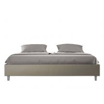 Letto Matrimoniale King size rivestito in Similpelle - AZELIA Dimensione Rete: 200x200, Tipologia Letto: Con Rete e Contenitore, Colore: Cappuccino