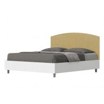 Letto Matrimoniale rivestito in Microfibra - ANTILIA Tipologia Letto: Alzata Doppia, Colore: Ocra, Dimensione Rete: 160x190