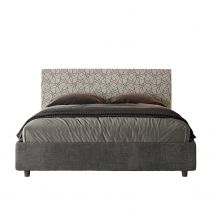 Letto Matrimoniale rivestito in Tessuto Era - ARLA Colore: Grigio/Grigio, Dimensione Rete: 160x210, Tipologia Letto: Senza Rete