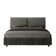 Letto Matrimoniale rivestito in Tessuto Aragona - MADOS Dimensione Rete: 160x200, Colore: Blu/Blu, Tipologia Letto: Con Rete e Contenitore