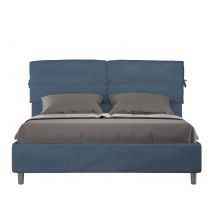 Letto Matrimoniale rivestito in Microfibra - NANDY Dimensione Rete: 160x200, Colore: Blu, Tipologia Letto: Alzata Doppia