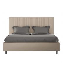 Letto Matrimoniale rivestito in Similpelle - GOYA Dimensione Rete: 160x210, Tipologia Letto: Con Rete e Contenitore, Colore: Tortora