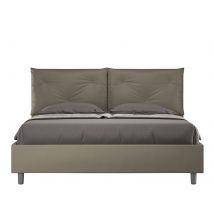 Letto Matrimoniale rivestito in Similpelle - APPIA Tipologia Letto: Con Rete e Contenitore, Colore: Cappuccino, Dimensione Rete: 160x200