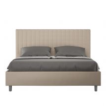 Letto Matrimoniale rivestito in Similpelle - SUNNY Dimensione Rete: 160x210, Tipologia Letto: Con Rete, Colore: Tortora