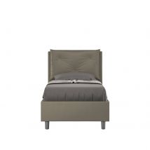 Letto Singolo rivestito in Similpelle - APPIA Tipologia Letto: Con Rete, Colore: Cappuccino, Dimensione Rete: 80x190