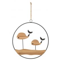 Pannello Decorativo 3D Balene in Metallo e Legno cm 56x2x60