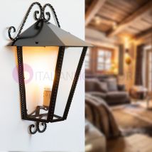 HEIDI Mezza Lanterna da Parete in Ferro Battuto Design Rustico