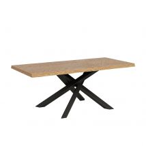 Tavolo da pranzo in legno Massello - VERSALUX Telaio: Antracite, Colore: Rovere, Dimensioni: 90x200/300