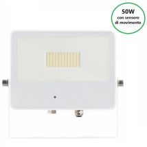 FARO PROIETTORE CON SENSORE DI MOVIMENTO LED 50W 4000K BIANCO SKY M.WAVE BENEITO