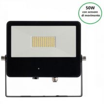 FARO PROIETTORE CON SENSORE DI MOVIMENTO LED 50W 4000K NERO SKY M.WAVE BENEITO