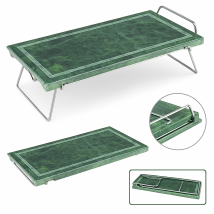 Piastra in Pietra Ollare 19x37 cm con Supporto Inox – Piastra BBQ e Fornello