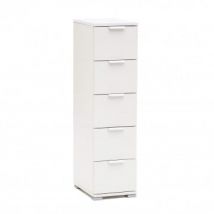 Cassettiera 5 Cassetti Bianca - Dimensioni: cm 27 x 38 x 103 h