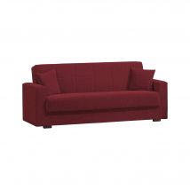 Divano letto Ambrogino, Divano letto contenitore lineare a 3 posti, SofÒ da soggiorno in tessuto imbottito con apertura click-clack, Cm 212x80h87, Rosso