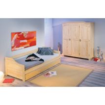 Armadio a tre ante battenti in pino Dfleetwoo, colore rovere, cm 150 x 180 x 56.