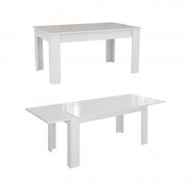 Tavolo per sala da pranzo Arizon, Made in Italy, Tavolo moderno con allunghe, Consolle allungabile, cm 140/190x90h75, Bianco lucido