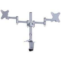 Neomounts FPMA-D1330DSILVER 2x Monitor desk mount 25,4 cm (10) - 68,6 cm (27) Silver Height-adjustable, Tiltable, Swivelling, Swivelling
