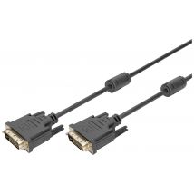 Digitus DVI Cable DVI-D 24+1-pin plug, DVI-D 24+1-pin plug 2.00 m Black AK-320101-020-S screwable, incl. ferrite core DVI cable