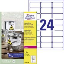 Avery-Zweckform L4773-100 Label film 63.5 x 33.9 mm Polyester film White 2400 pc(s) Permanent adhesive Laser, colour, Laser printer, Colour copier, Copier,