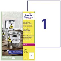 Avery-Zweckform L4775-100 Label film 210 x 297 mm Polyester film White 100 pc(s) Permanent adhesive Laser, colour, Laser printer, Colour copier, Copier, Manual