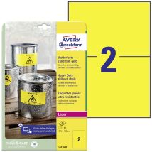 Avery-Zweckform L6130-20 Label film 210 x 148 mm Polyester film Yellow 40 pc(s) Permanent adhesive Laser, colour, Laser printer, Colour copier, Copier, Manual