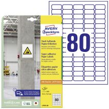 Avery-Zweckform L7872-20 35.6 x 16.9 mm Paper White 1600 pc(s) Permanent adhesive, Strongly adhesive Adhesive labels (extra strong) 20 Sheet A4