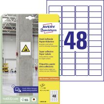 Avery-Zweckform L7873-20 45.7 x 21.2 mm Paper White 960 pc(s) Permanent adhesive, Strongly adhesive Adhesive labels (extra strong) 20 Sheet A4