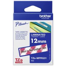 Brother TZe-MPRG31 Labelling tape (with pattern) Tape colour: White (red plaid) Font colour: Black 12 mm 4 m
