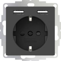 2USB 2U-449351 Flush-mount socket VDE, incl. USB, Child safety IP20 Anthracite