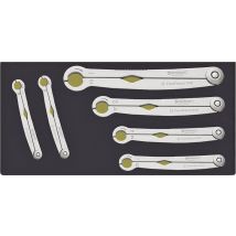 Stahlwille 96838774 TCS 240/6 Ratcheting single-ended open ring spanner set 6-piece Spanner size (metric) 10 - 19 mm