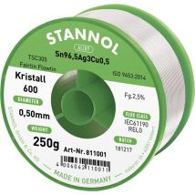 Stannol Kristall 600 Fairtin Solder, lead-free Lead-free Sn96,5Ag3Cu0,5 REL0 250 g 0.5 mm