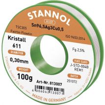 Stannol Kristall 611 Fairtin Solder, lead-free Lead-free Sn96,5Ag3Cu0,5 REM1 100 g 0.3 mm