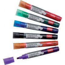 nobo Liquid Ink 1901419 Whiteboard marker set Black, Red, Green, Blue, Orange, Violet 6 pc(s)