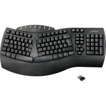 Perixx PERIBOARD-612BDE Bluetooth® Keyboard German, QWERTZ Black Ergonomic, Gel wrist support mat, Multimedia buttons