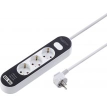 Sygonix SY-4538534 Power strip (+ switch) 3x White, Black PG connector 1 pc(s)