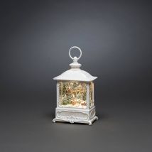 Konstsmide 4395-200 LED lantern Santa flying over a village Warm white LED (monochrome) White water-filled, Timer, snow-covered, incl. switch