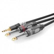 Sommer Cable HBA-3S62-0300 Jack Audio/phono Cable [1x Jack plug 3.5 mm - 2x Jack plug 6.3 mm (mono)] 3.00 m Black