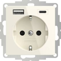 2USB 2U-449535 PG socket incl. USB charging port, Child safety, VDE IP20 Creamy white