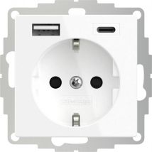 2USB 2U-449528 PG socket incl. USB charging port, Child safety, VDE IP20 Pure white (matt)
