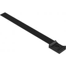 Hebotec Hook-and-loop mount for bundling , with socket, screw-on Hook and loop pad (W x H) 20 mm x 200 mm Black 1 pc(s)
