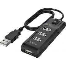 Hama 4 ports USB 2.0 hub Black