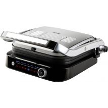 DOMO Genius Electric Grill press Non-stick coating, with display Stainless steel, Black