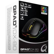 QPAD DX80 Gaming mouse USB Optical Black, RGB 7 Buttons 1000 dpi, 1600 dpi, 2400 dpi, 3200 dpi, 5000 dpi, 8000 dpi Backlit