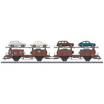 Maerklin 46139 H0 Pair car transport wagon Laaes of DB VW model car load type 3 1500 and 1600