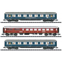 MiniTrix 18259 N 3er set passenger car F-train F41 Senator of DB 1st class A4uee, abue-38, dining car WR4ue 3er set